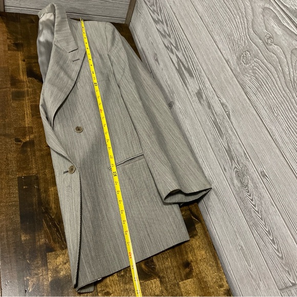 Mens Gian Giacomo Soleri Wool Blazer Size 46 LG Gray Double Breasted Peak Lapel - Picture 12 of 14